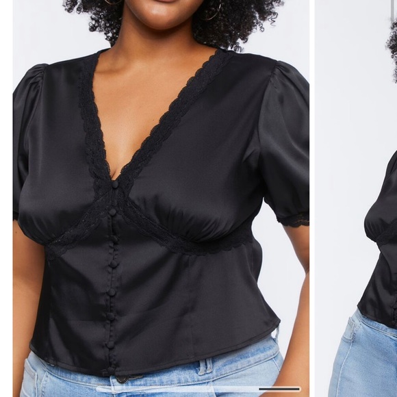 Black satin top - Picture 1 of 5